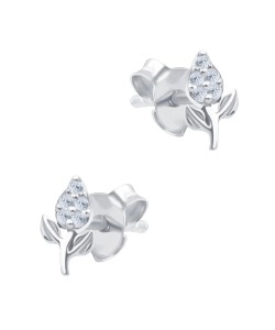 Beautiful Flower CZ Silver Stud Earring STS-6880
